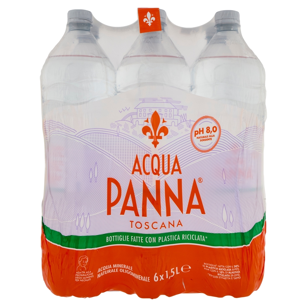 ACQUA PANNA, Acqua Minerale Naturale Oligominerale 30% RPET, 6x1,5L
