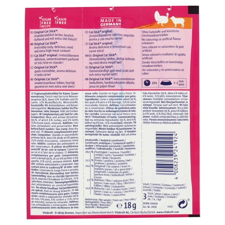 Vitakraft CatStick classic Tacchino & Agnello 3 Sticks 18 g