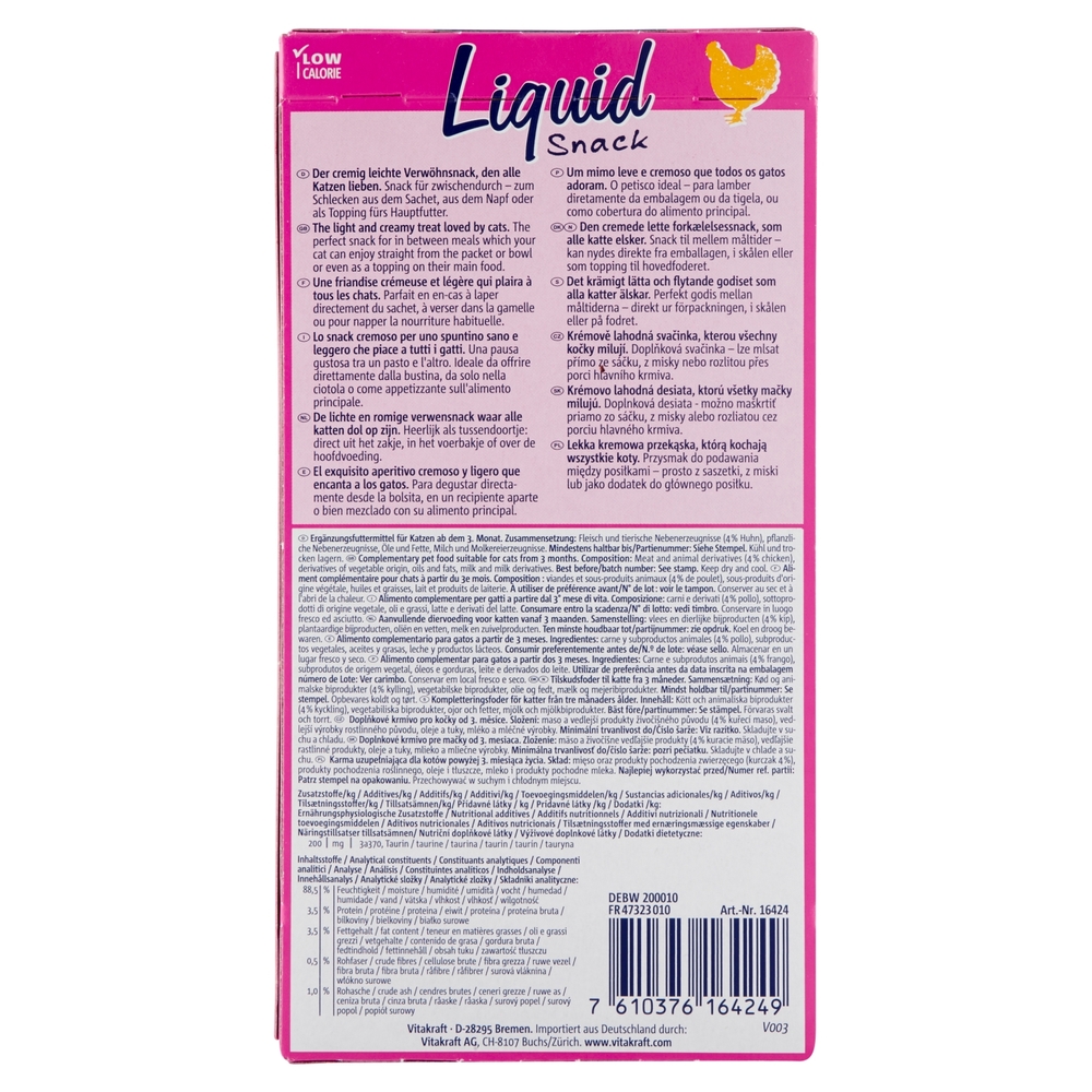 Vitakraft Liquid Snack con pollo + Taurine 6 x 15 g