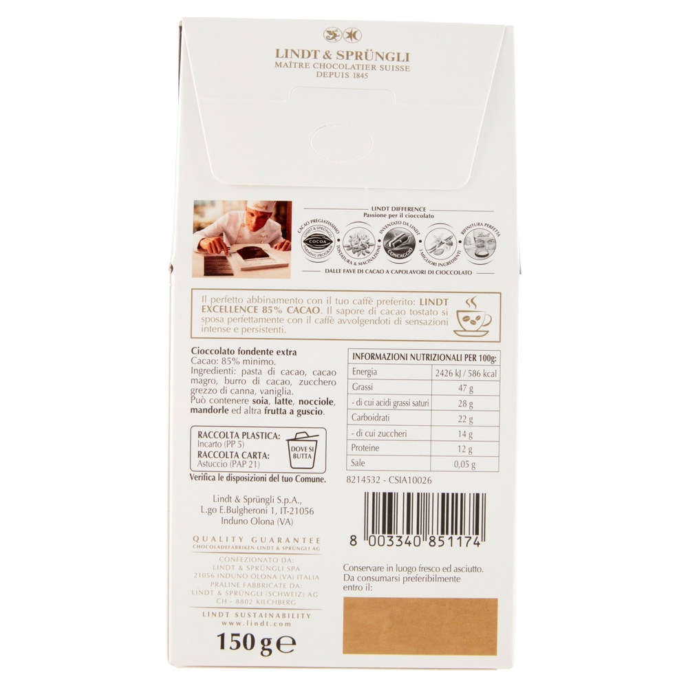 Lindt Excellence Cioccolatini Cioccolato fondente 85% 150 g
