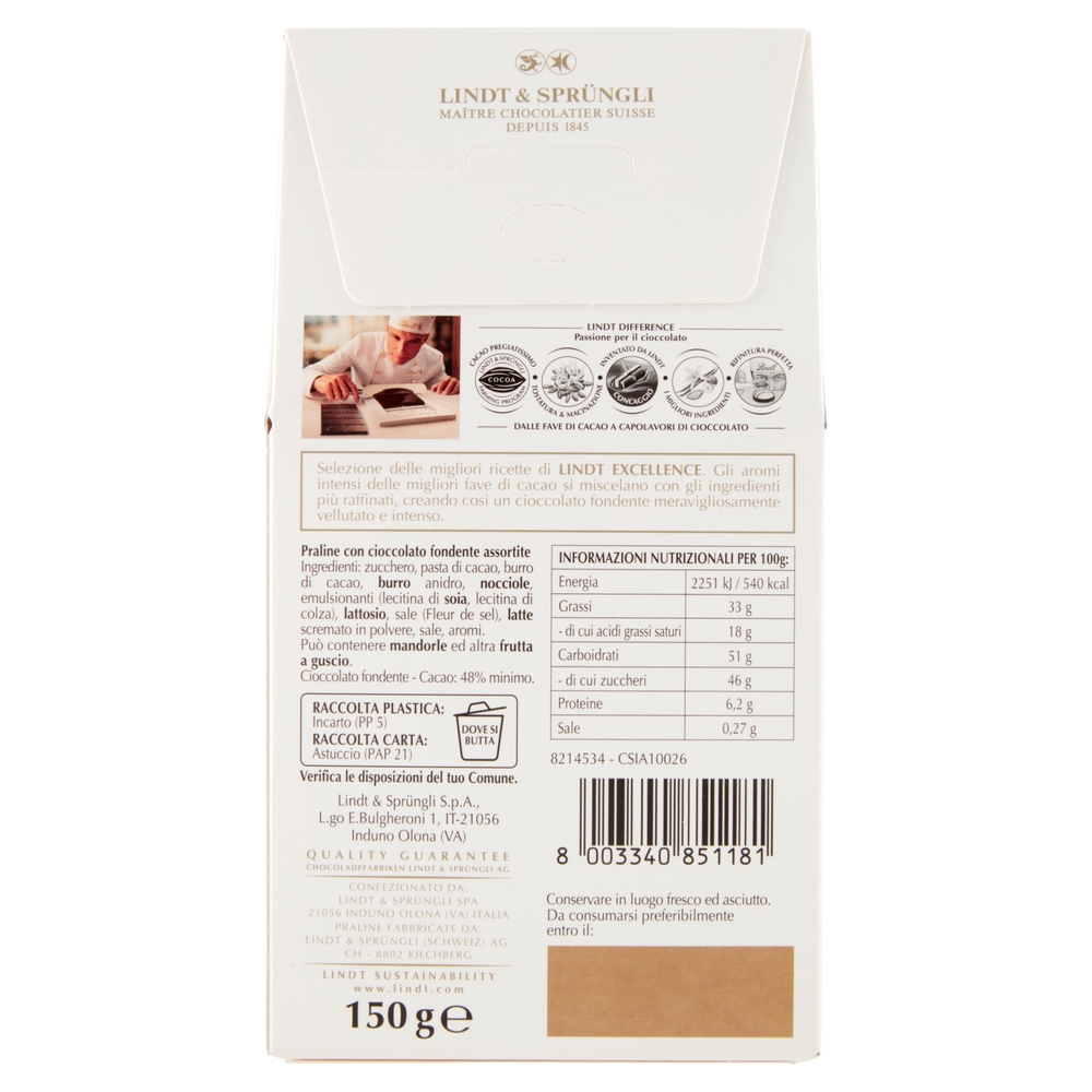 Lindt Excellence Cioccolatini Cioccolato fondente 150 g