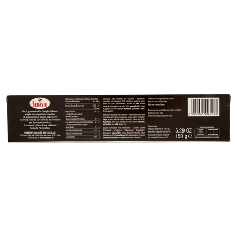 Sebaste Cioccolato Extra Fondente con Nocciole 150 g