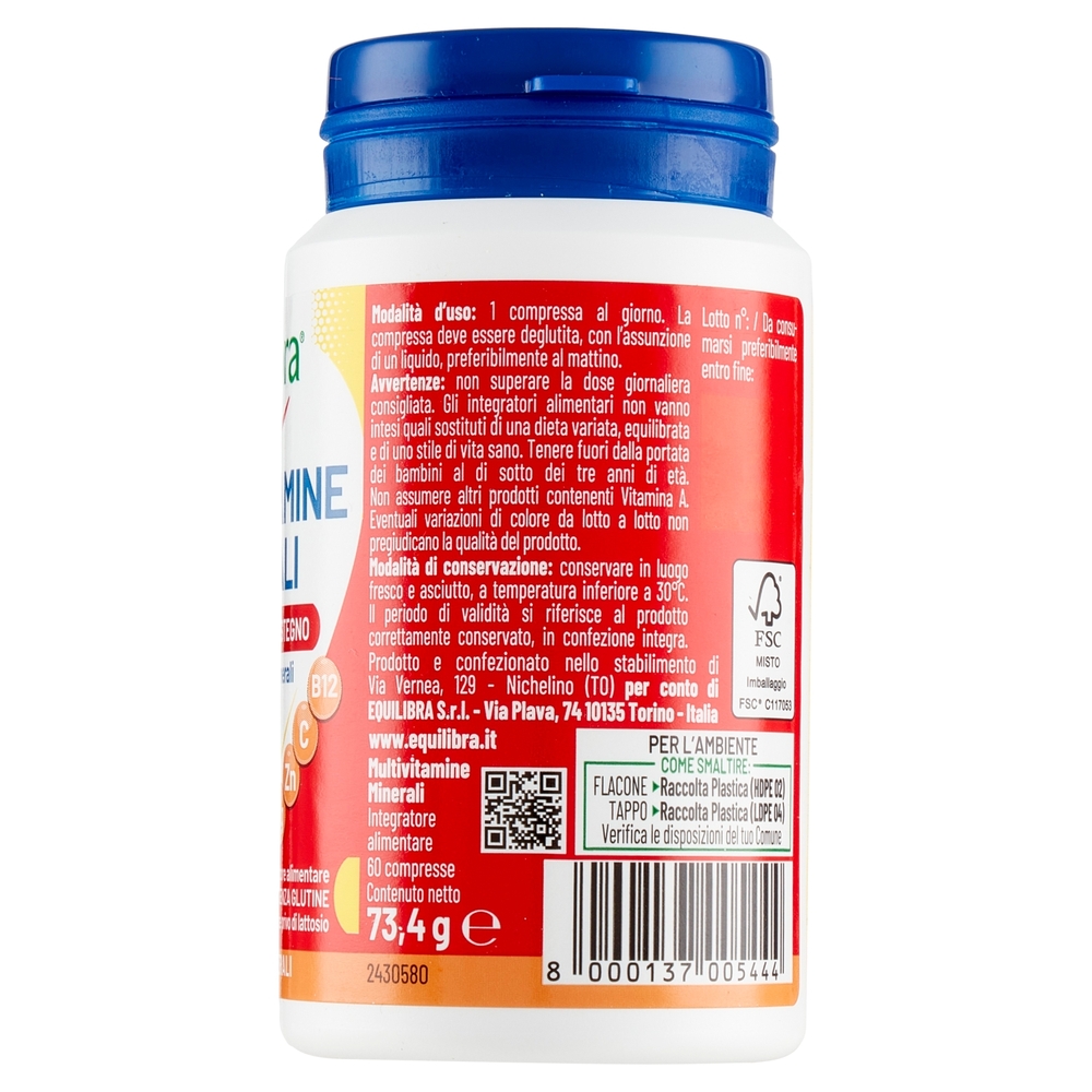 equilibra Multivitamine Minerali Difese Energia Sostegno 60 Compresse 73,4 g