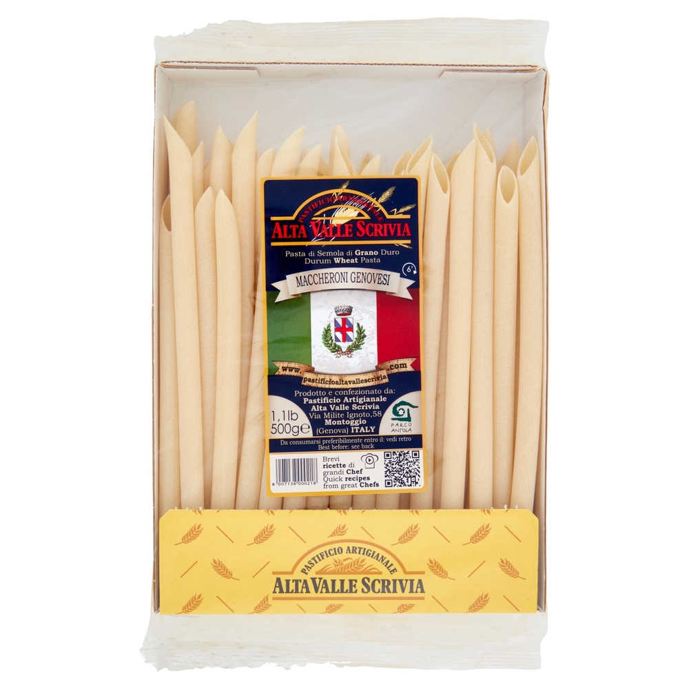 Pastificio Artigianale Alta Valle Scrivia Pasta di Semola di Grano Duro Maccheroni Genovesi 500 g