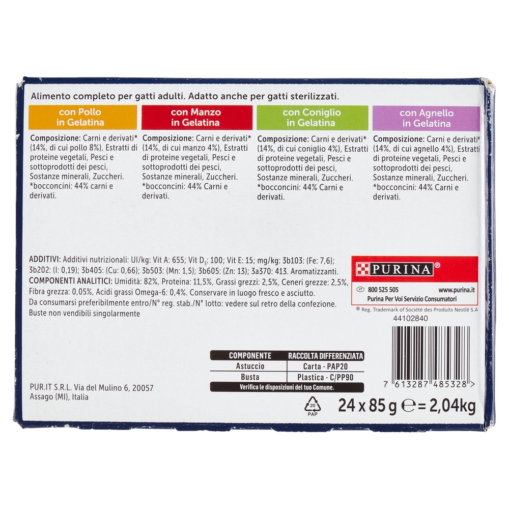 FELIX Le Ghiottonerie Selezioni Deliziose in Gelatina (Pollo, Manzo, Coniglio, Agnello) 24 x 85 g