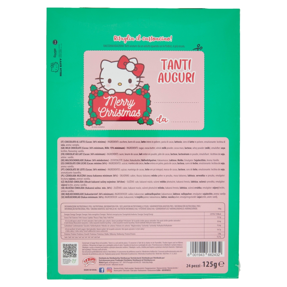 Walcor Calendario dell'Avvento cioccolato al latte Hello Kitty 24 pezzi 125 g