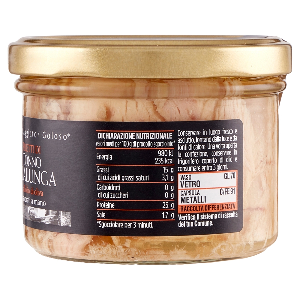 Filetti di Tonno Alalunga all'Olio di Oliva Il Viaggiator Goloso