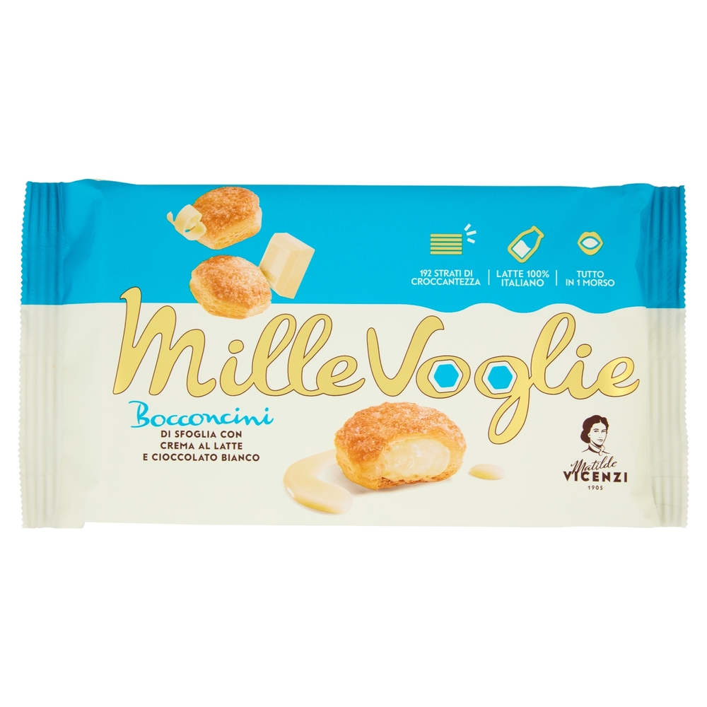 Pasticceria Matilde Vicenzi Bocconcini con Crema al Latte 100% Italiano e Cioccolato Bianco 100 g