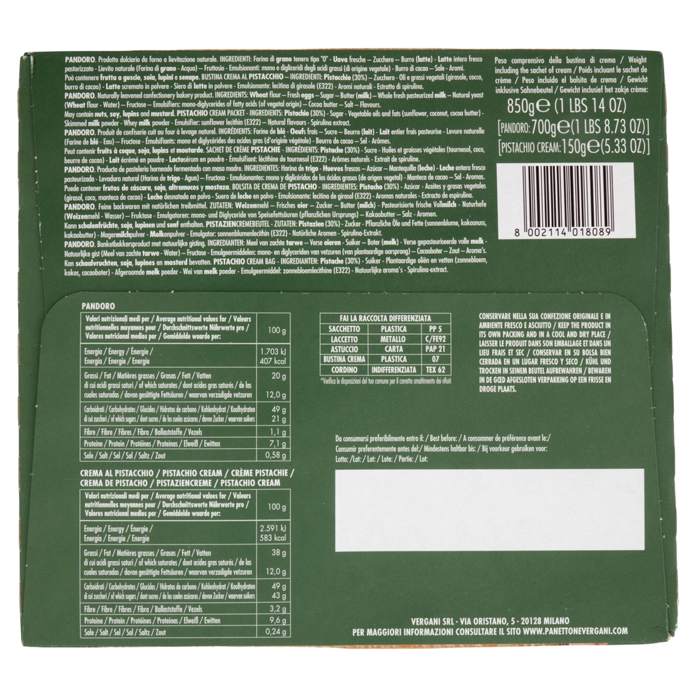 Vergani Pandoro Experience 850 g