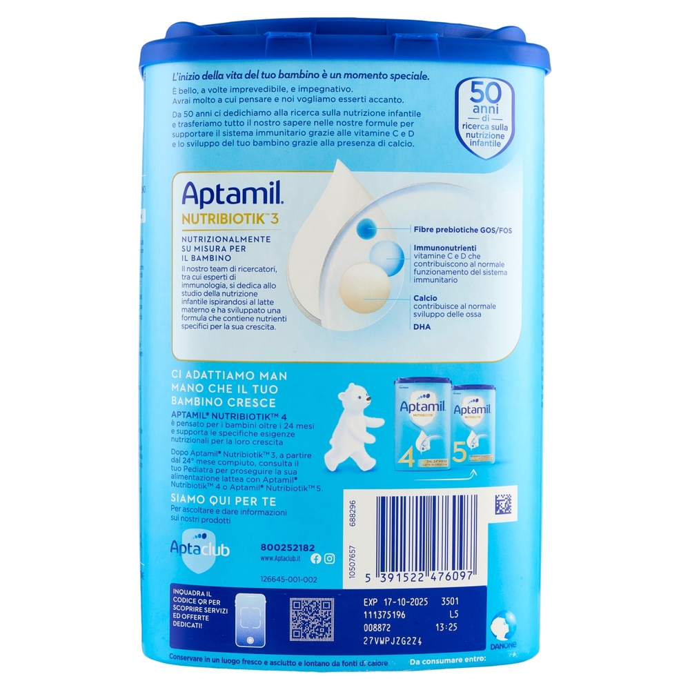 APTAMIL Nutrobiotik 3 Latte di crescita in Polvere 830 g
