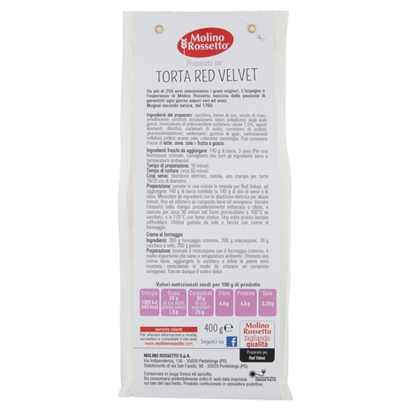 Molino Rossetto Preparato per Torta Red Velvet 400 g