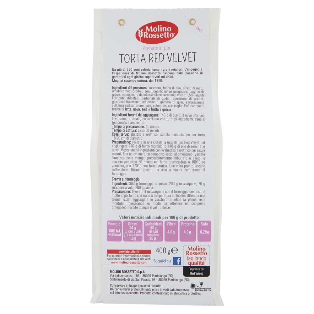 Molino Rossetto Preparato per Torta Red Velvet 400 g