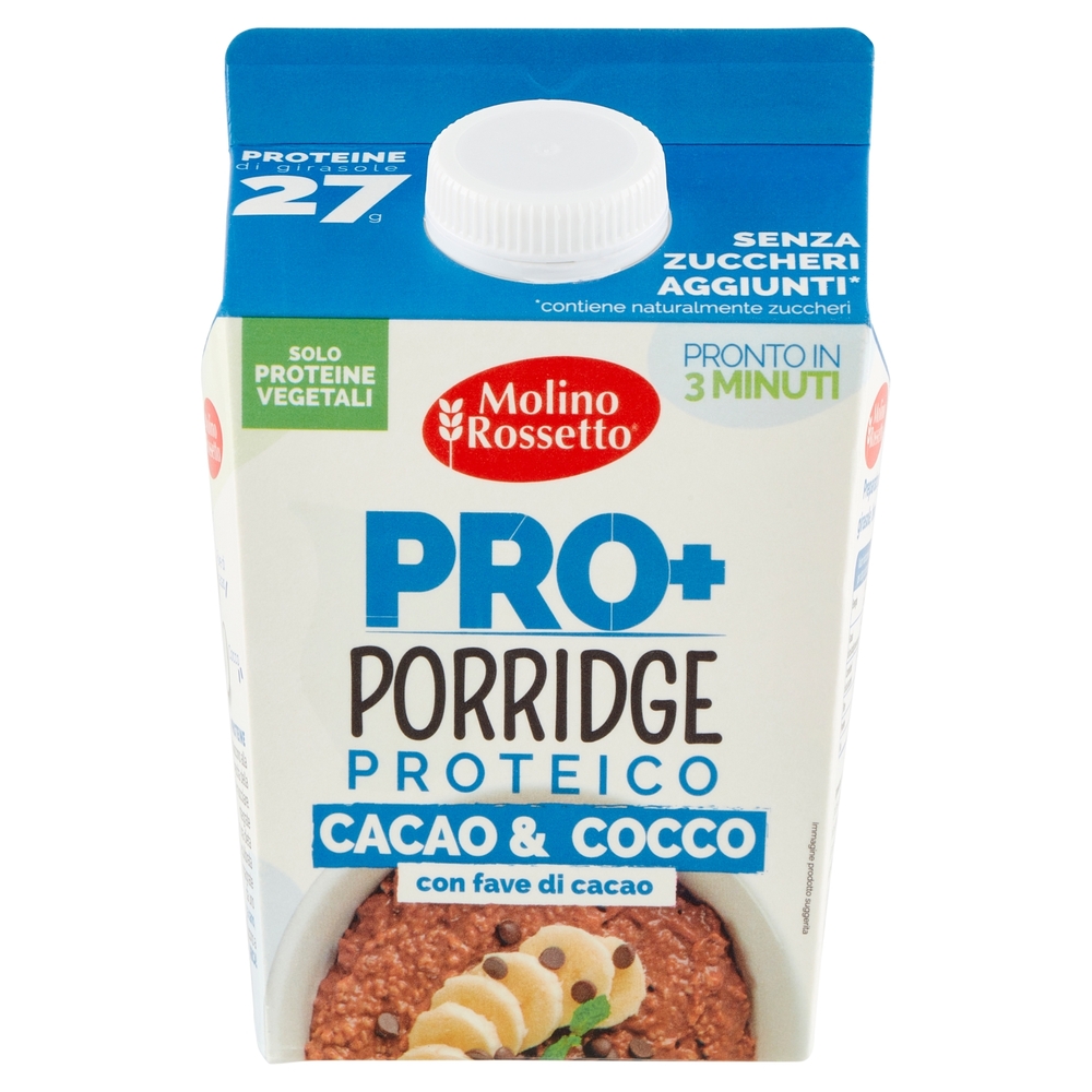 Molino Rossetto Pro+ Porridge Proteico Cacao & Cocco con fave di cacao 300 g