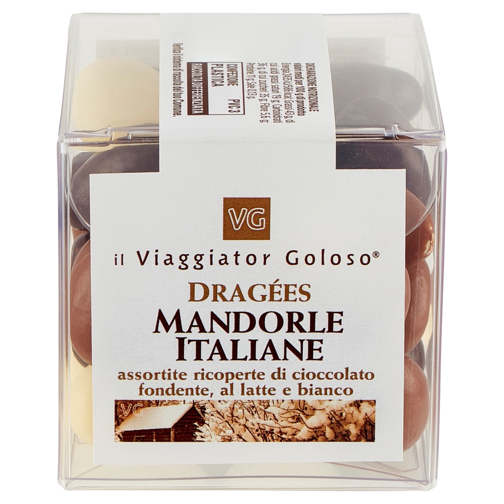 Dragées Mandorla Assortite Ricoperte di Cioccolato Fondente, al Latte e Bianco Il Viaggiator Goloso