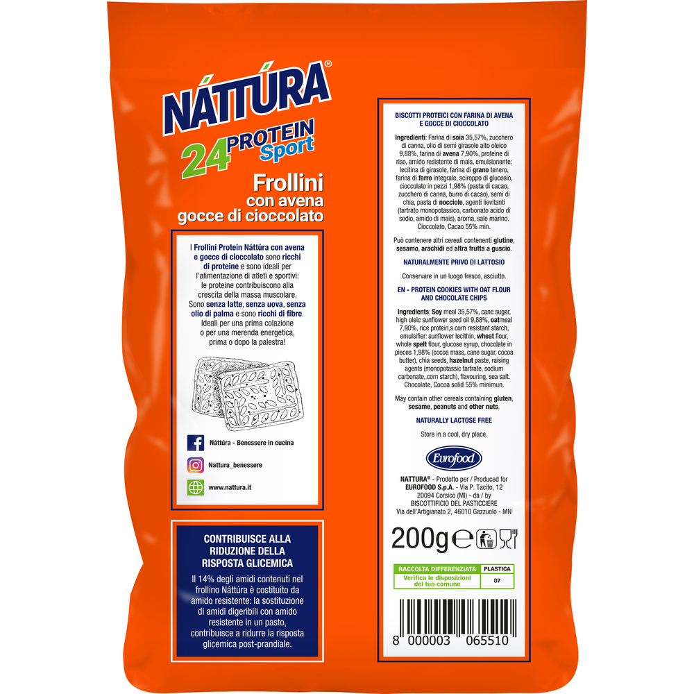 Frollini Protein Avena e gocce di Cioccolato, 200 g