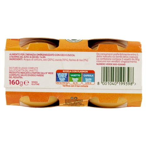 Plasmon Ceci con Zucca Omogeneizzato con Ceci e Zucca 2 x 80 g