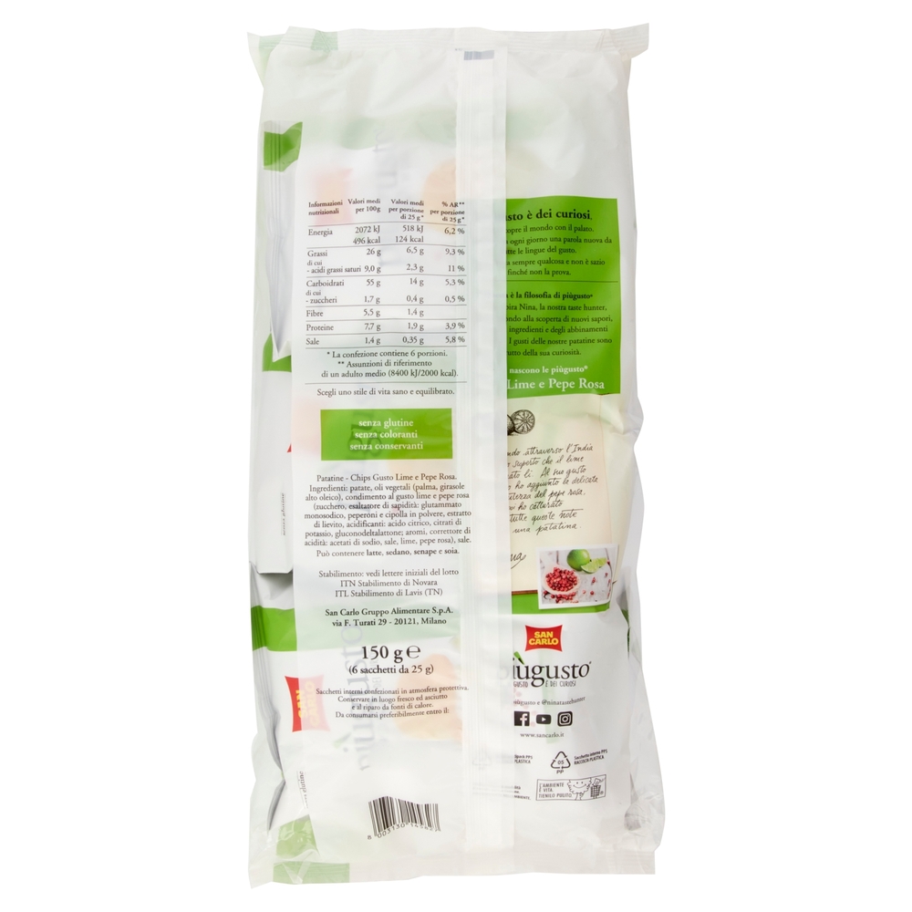 San Carlo piùgusto gusto Lime e Pepe Rosa 6 x 25 g