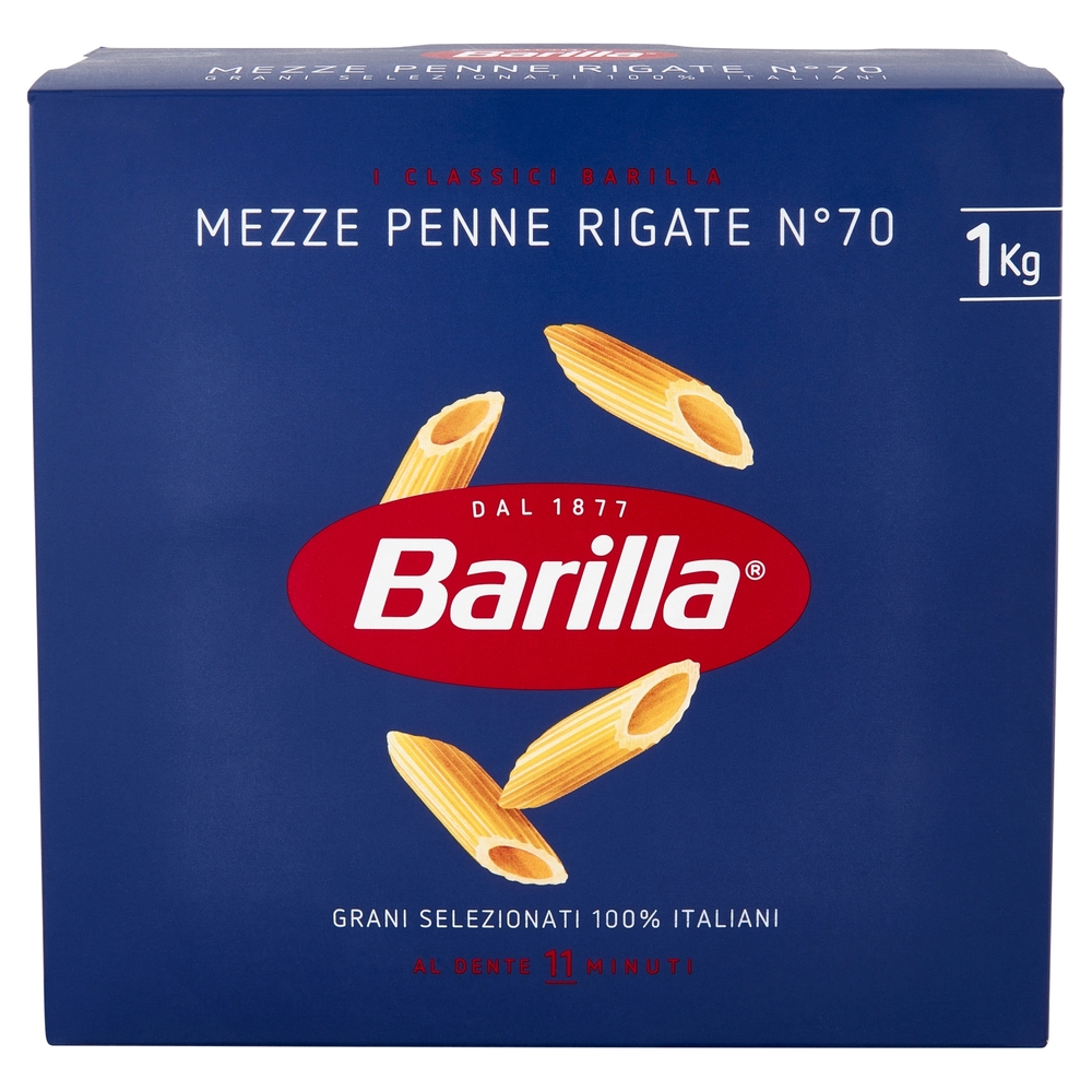 Barilla Pasta Mezze Penne Rigate n.70 100% Grano Italiano 1Kg