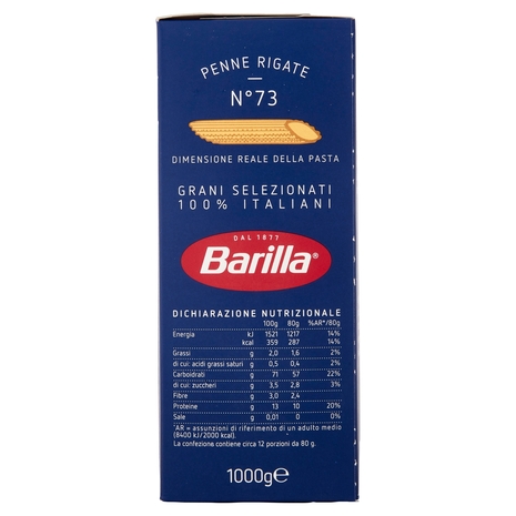 Barilla Pasta Penne Rigate n.73 100% Grano Italiano 1Kg