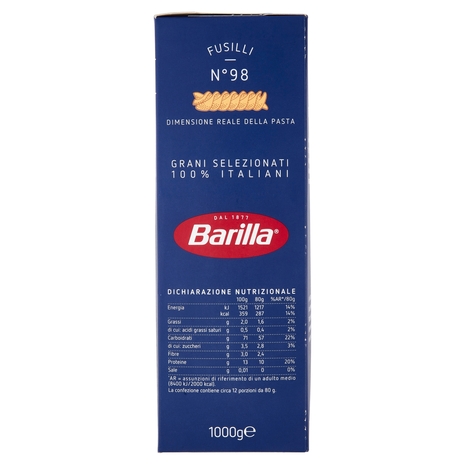 Barilla Pasta Fusilli n.98 100% Grano Italiano 1Kg