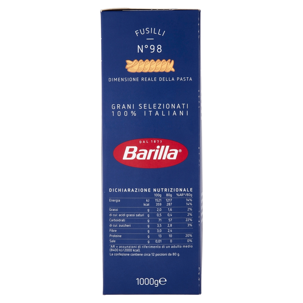 Barilla Pasta Fusilli n.98 100% Grano Italiano 1Kg