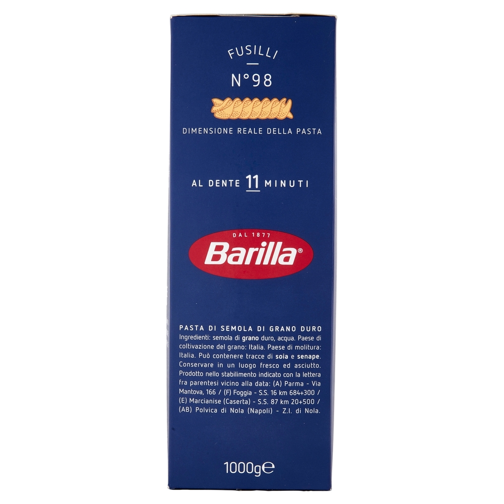Barilla Pasta Fusilli n.98 100% Grano Italiano 1Kg