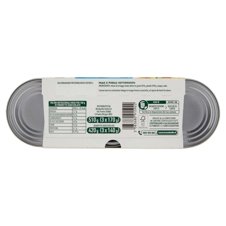 Bonduelle Mais Mix Mais e Piselli 3 x 170 g