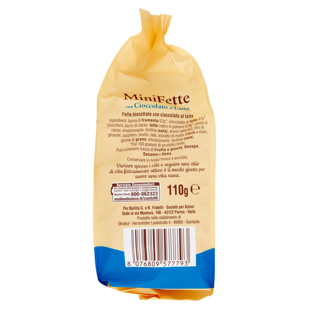 Mulino Bianco Mini Fette con Cioccolato al latte 110 g