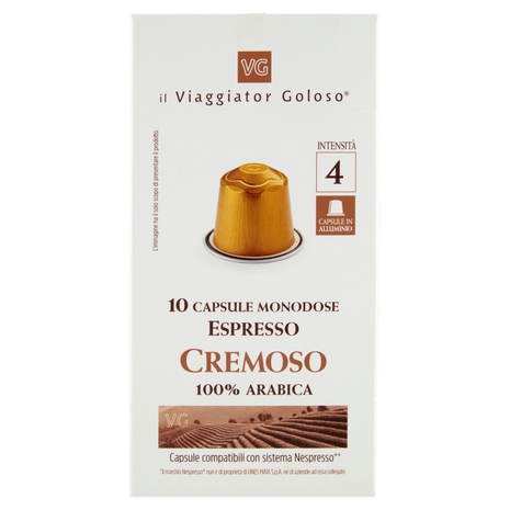 10 Capsule Monodose Espresso Cremoso 100% Arabica Il Viaggiator Goloso