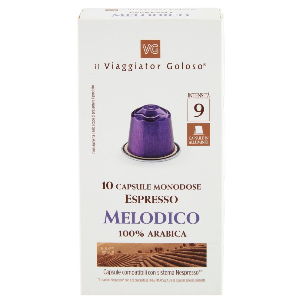 10 Capsule Monodose Espresso Melodico 100% Arabica Il Viaggiator Goloso