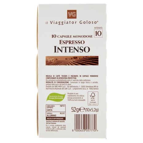 10 Capsule Monodose Espresso Intenso Il Viaggiator Goloso
