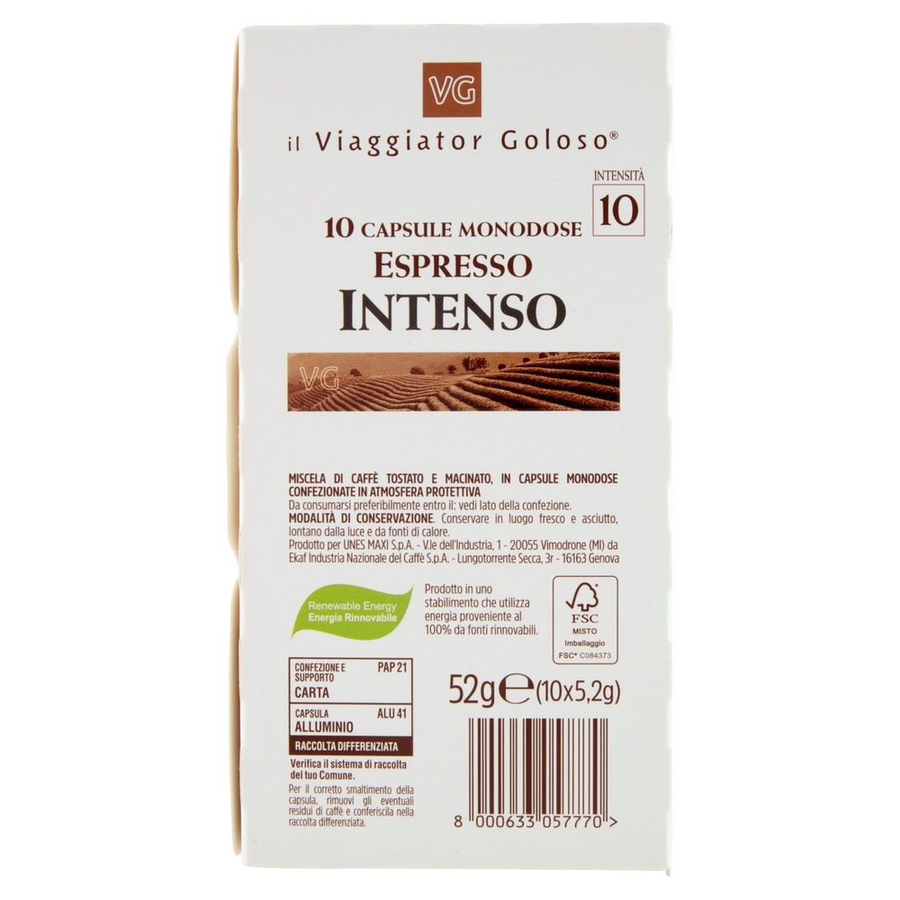 10 Capsule Monodose Espresso Intenso Il Viaggiator Goloso