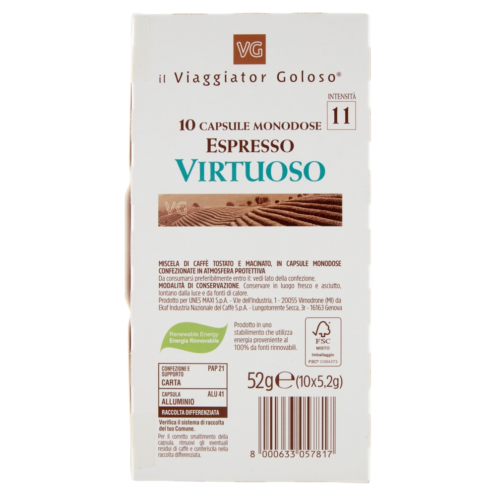 10 Capsule Monodose Espresso Virtuoso Il Viaggiator Goloso