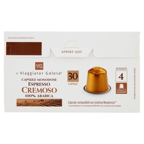 30 Capsule Monodose Espresso Cremoso 100% Arabica Il Viaggiator Goloso