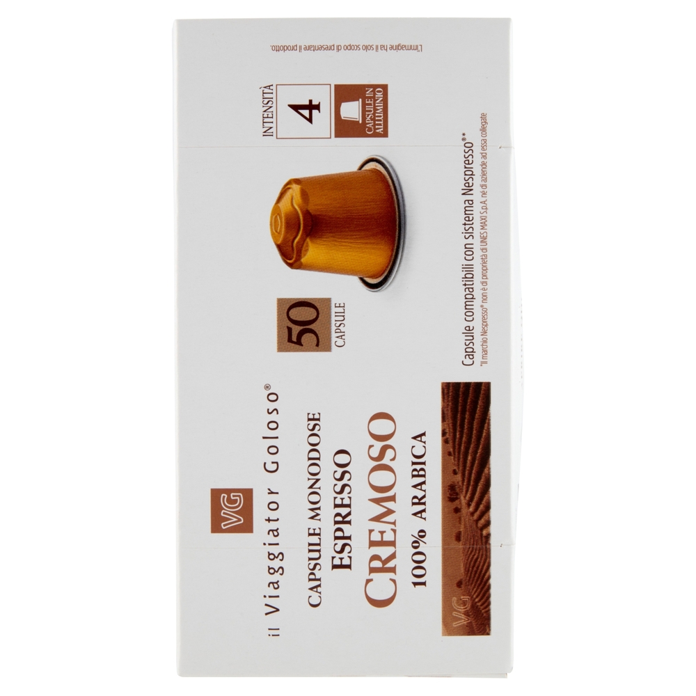 50 Capsule Monodose Espresso Cremoso 100% Arabica Il Viaggiator Goloso