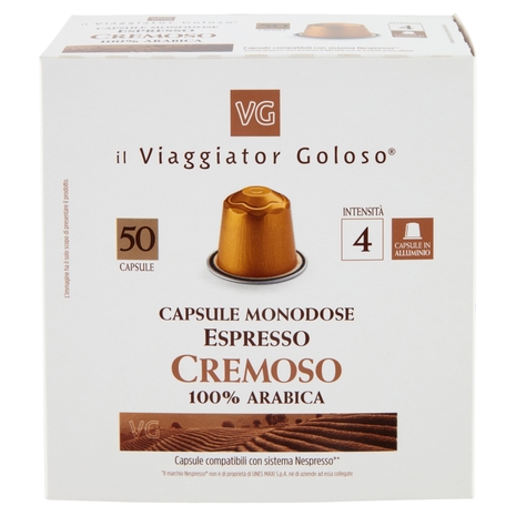 50 Capsule Monodose Espresso Cremoso 100% Arabica Il Viaggiator Goloso
