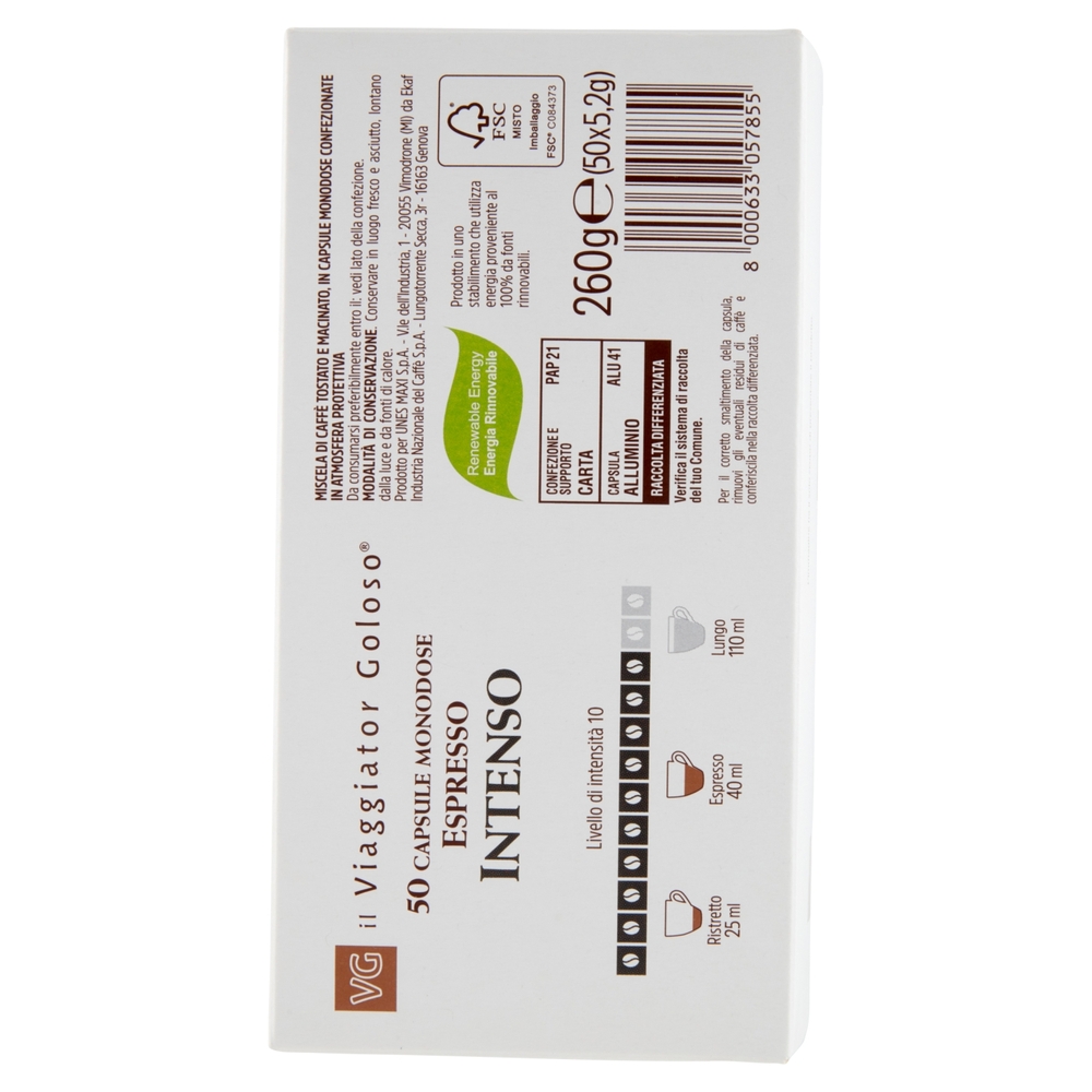 50 Capsule Monodose Espresso Intenso Il Viaggiator Goloso