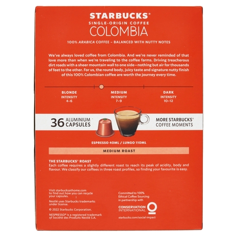 STARBUCKS Single Origin Colombia by Nespresso Caffè Espresso 36 capsule 202 g