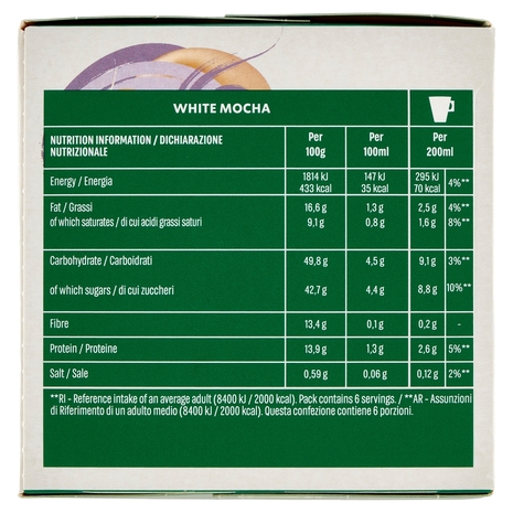 STARBUCKS White Mocha by Nescafé Dolce Gusto Bevanda al gusto di Cioccolato Bianco 12 capsule 123 g