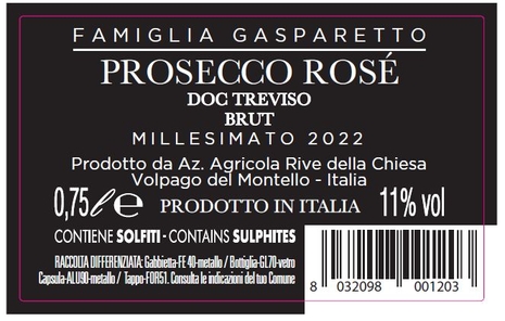 Prosecco Brut Rosé DOC Rive della Chiesa, 75 cl