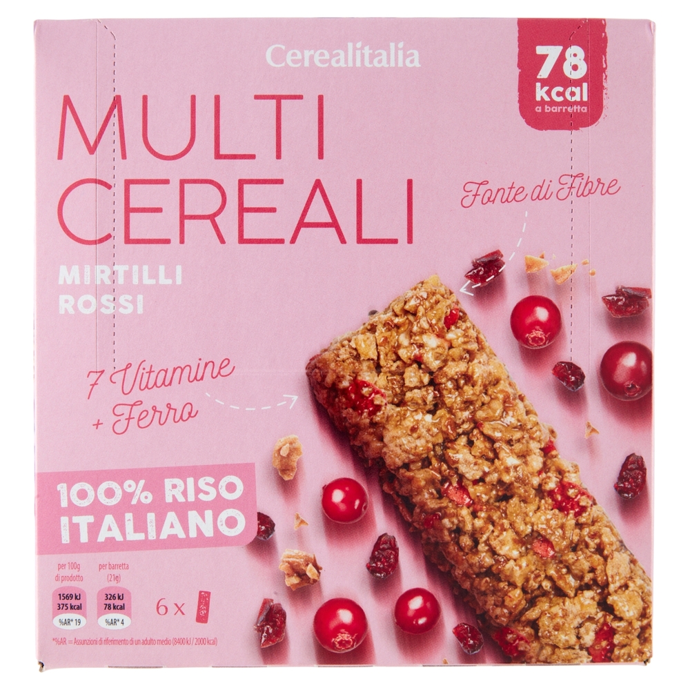 Cerealitalia Multi Cereali Mirtilli Rossi 6 x 21 g