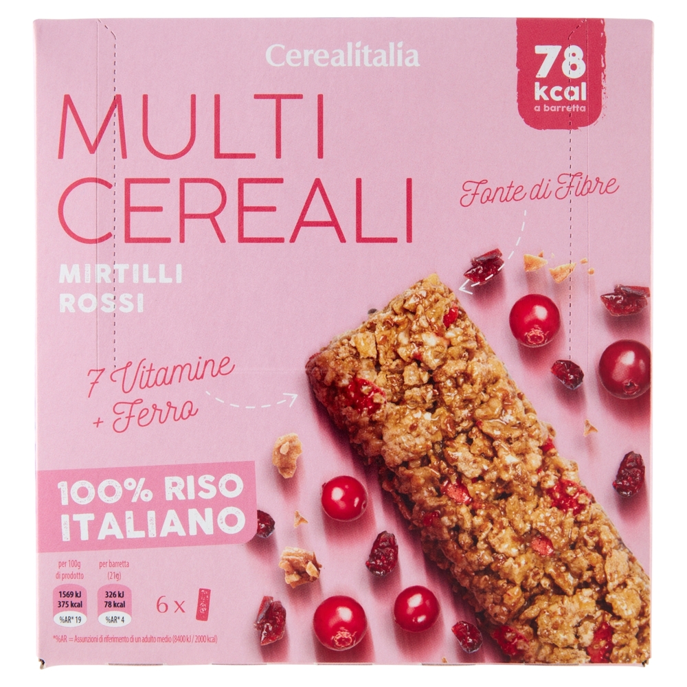 Cerealitalia Multi Cereali Mirtilli Rossi 6 x 21 g