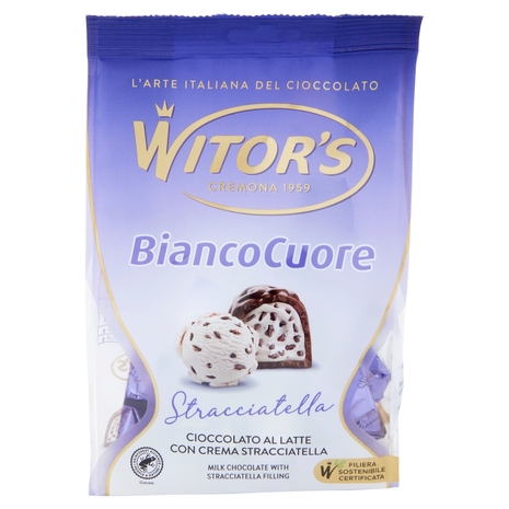 Witor's Bianco Cuore Stracciatella Cioccolato al Latte con Crema Stracciatella 200 g