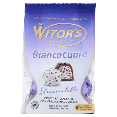 Witor's Bianco Cuore Stracciatella Cioccolato al Latte con Crema Stracciatella 200 g