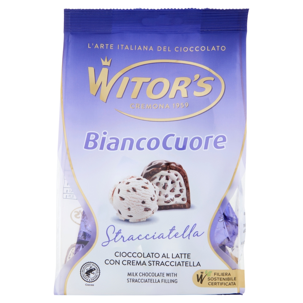 Witor's Bianco Cuore Stracciatella Cioccolato al Latte con Crema Stracciatella 200 g