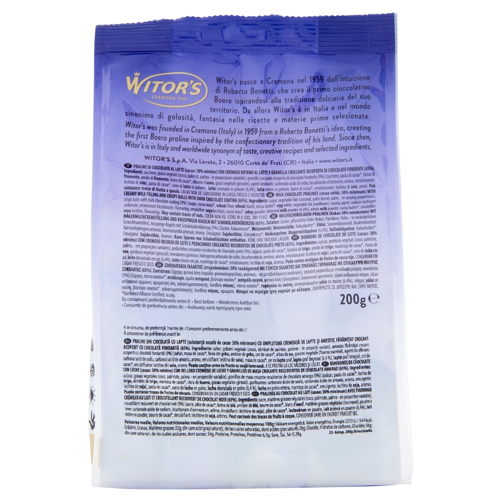 Witor's Bianco Cuore Stracciatella Cioccolato al Latte con Crema Stracciatella 200 g