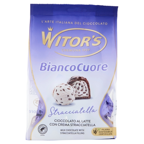 Witor's Bianco Cuore Stracciatella Cioccolato al Latte con Crema Stracciatella 200 g
