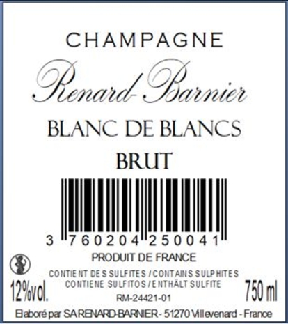 Champagne Blanc de Blancs Renard-Barniers, 75 cl