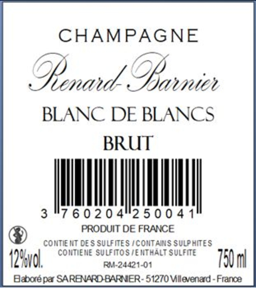 Champagne Blanc de Blancs Renard-Barniers, 75 cl