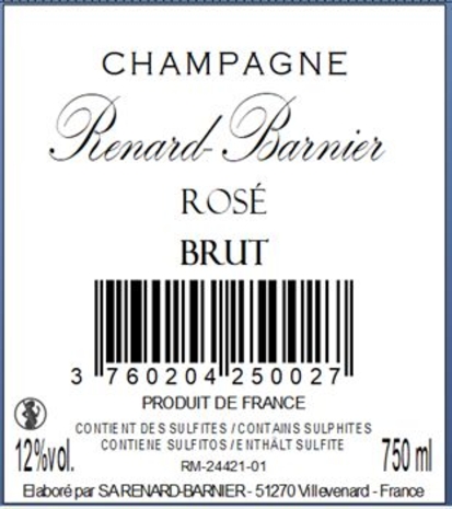 Champagne Rosé Renard Barnier , 75 cl<br>